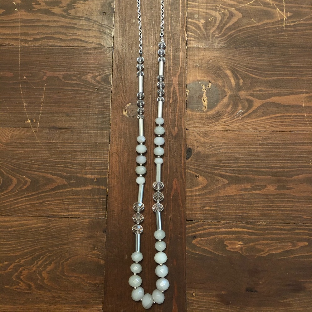 Long silver necklace